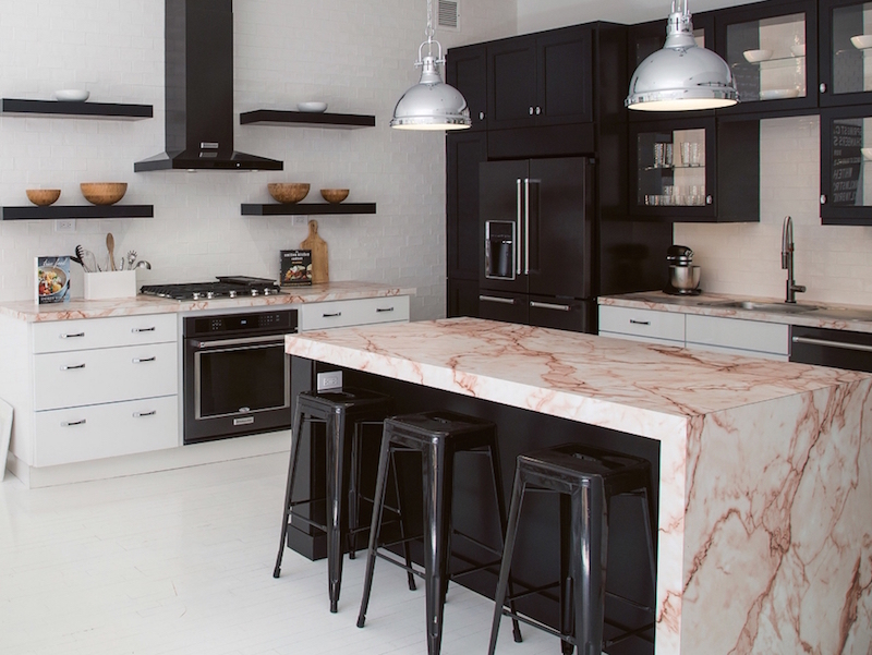 kitchen design marble illuminated