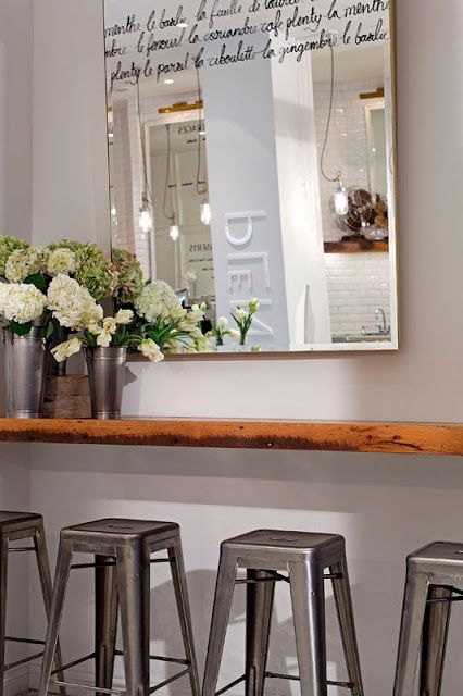 Decor Ideas: Text Written on Mirrors, Handwriting on Mirrors, Calligraphy on Mirrors / Cafe Plenty, Toronto