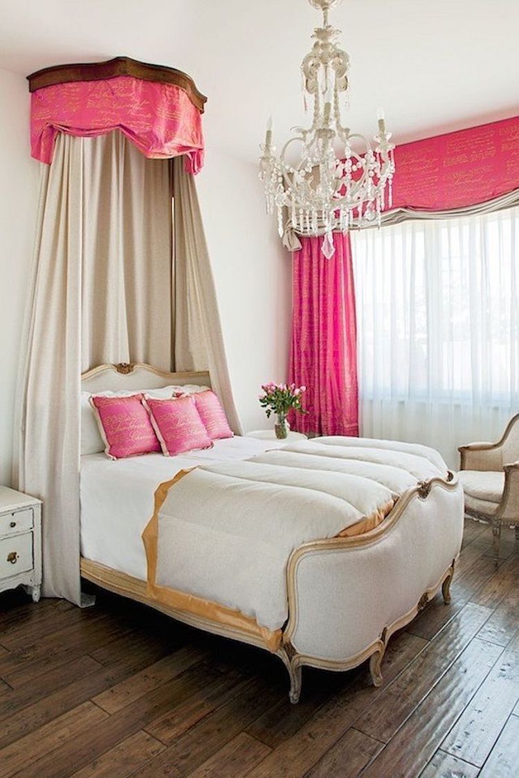 French Bed with Pink Crown via Palm Design Group