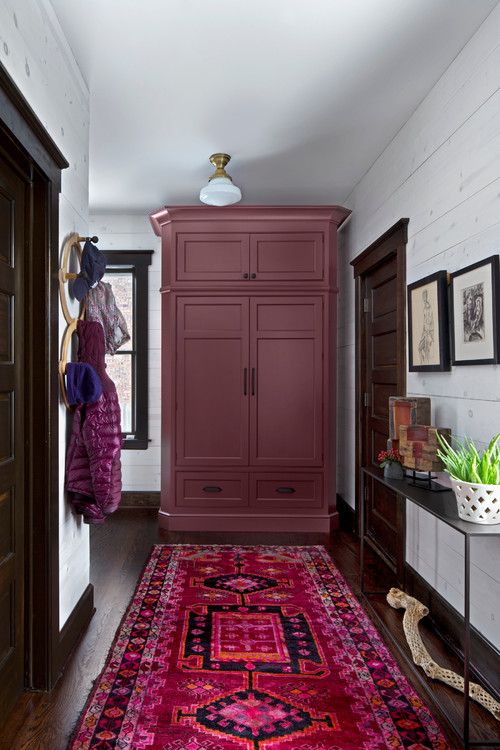 Burgundy overdyed rug via Extraordinary Works - Luxury by EW Kitchens