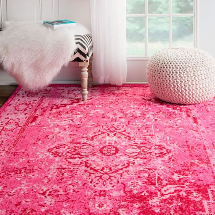 nuLOOM Traditional Vintage Inspired Overdyed Fancy Pink Rug
