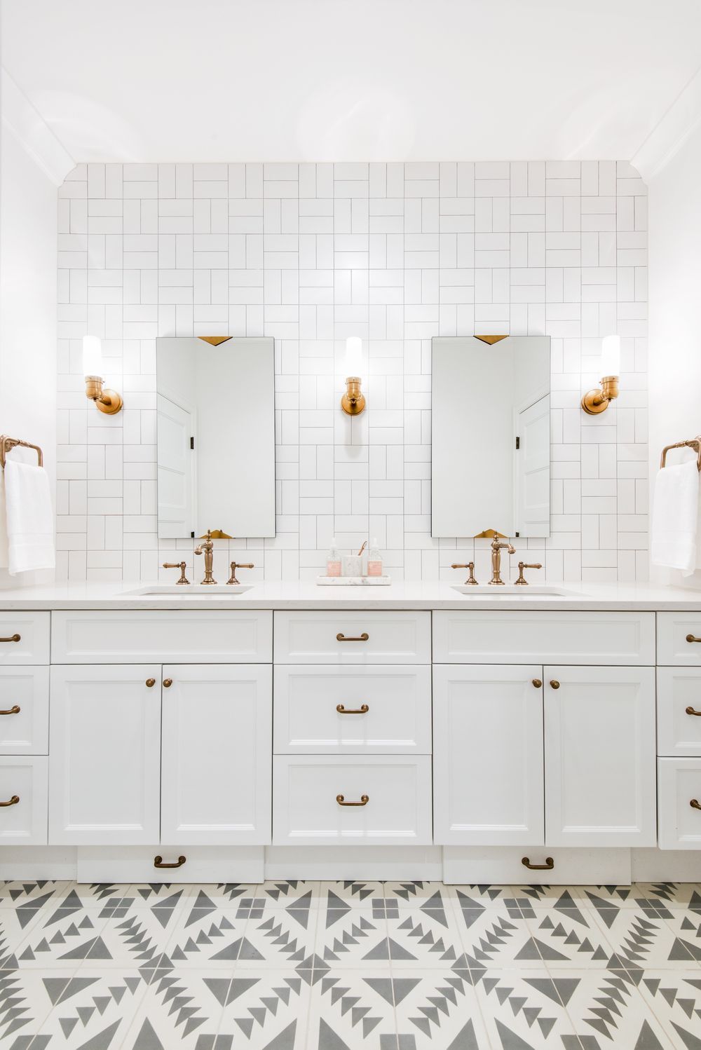 Double Bathroom Vanity design with storage caitlinwilson