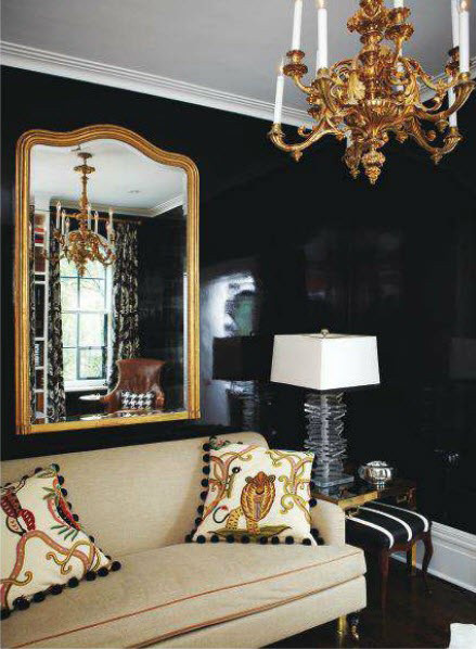 Black Wall Interior add gold accents