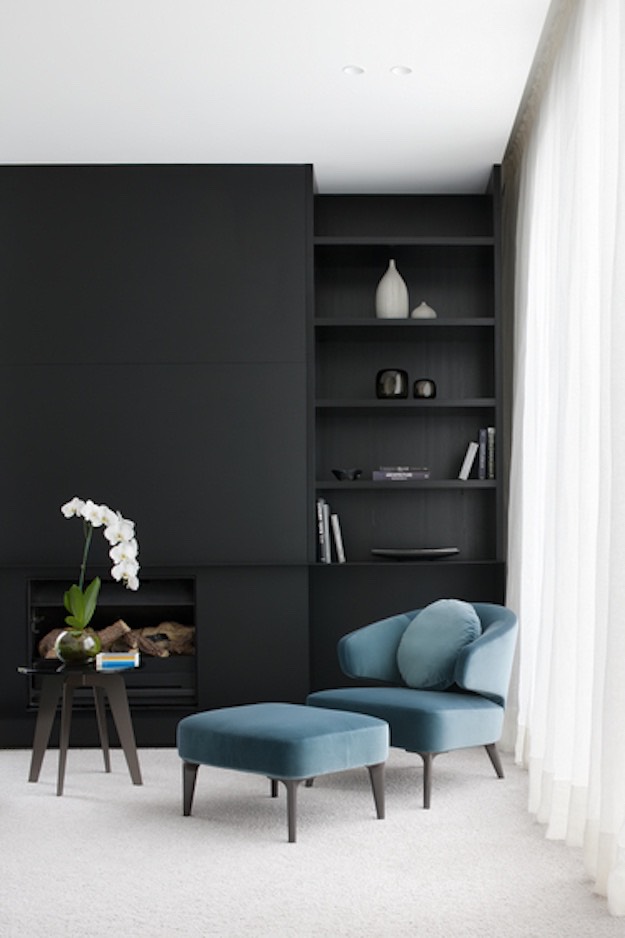 Black Wall Interior solid turquoise furniture