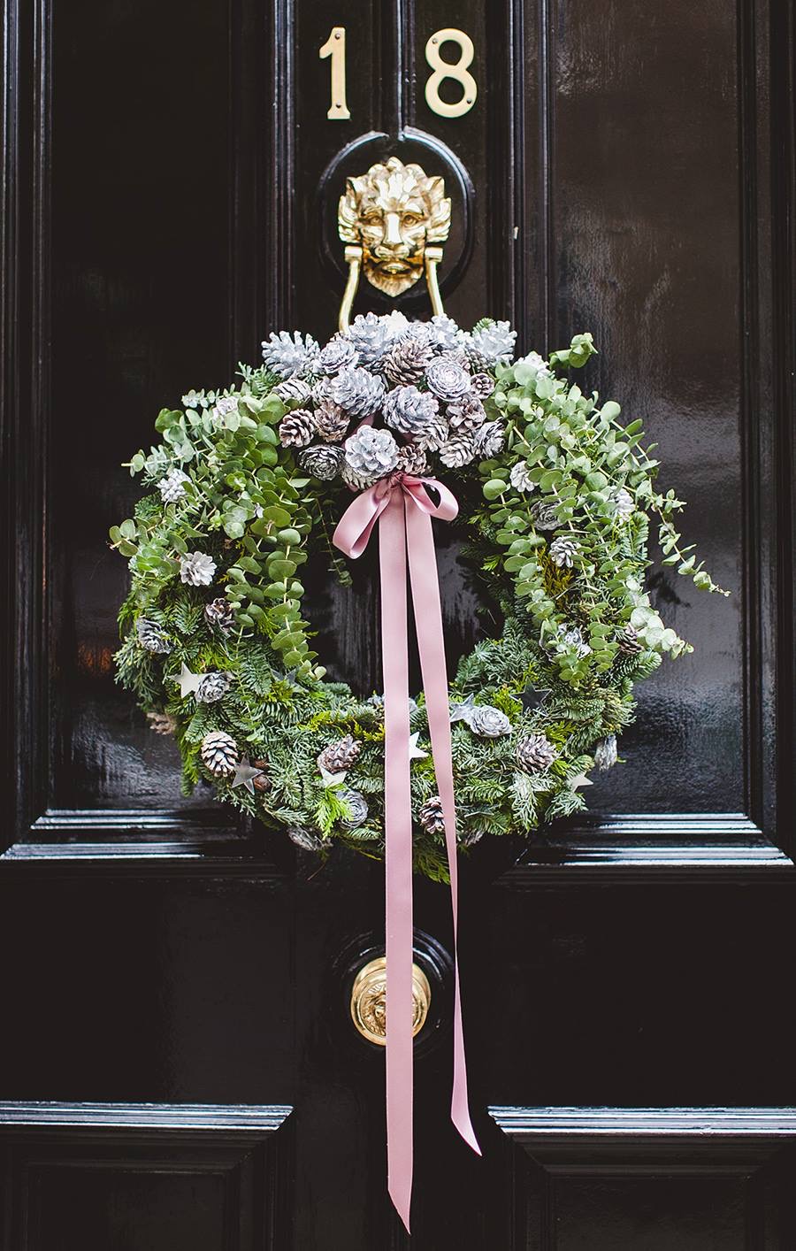 Black door Christmas Wreath