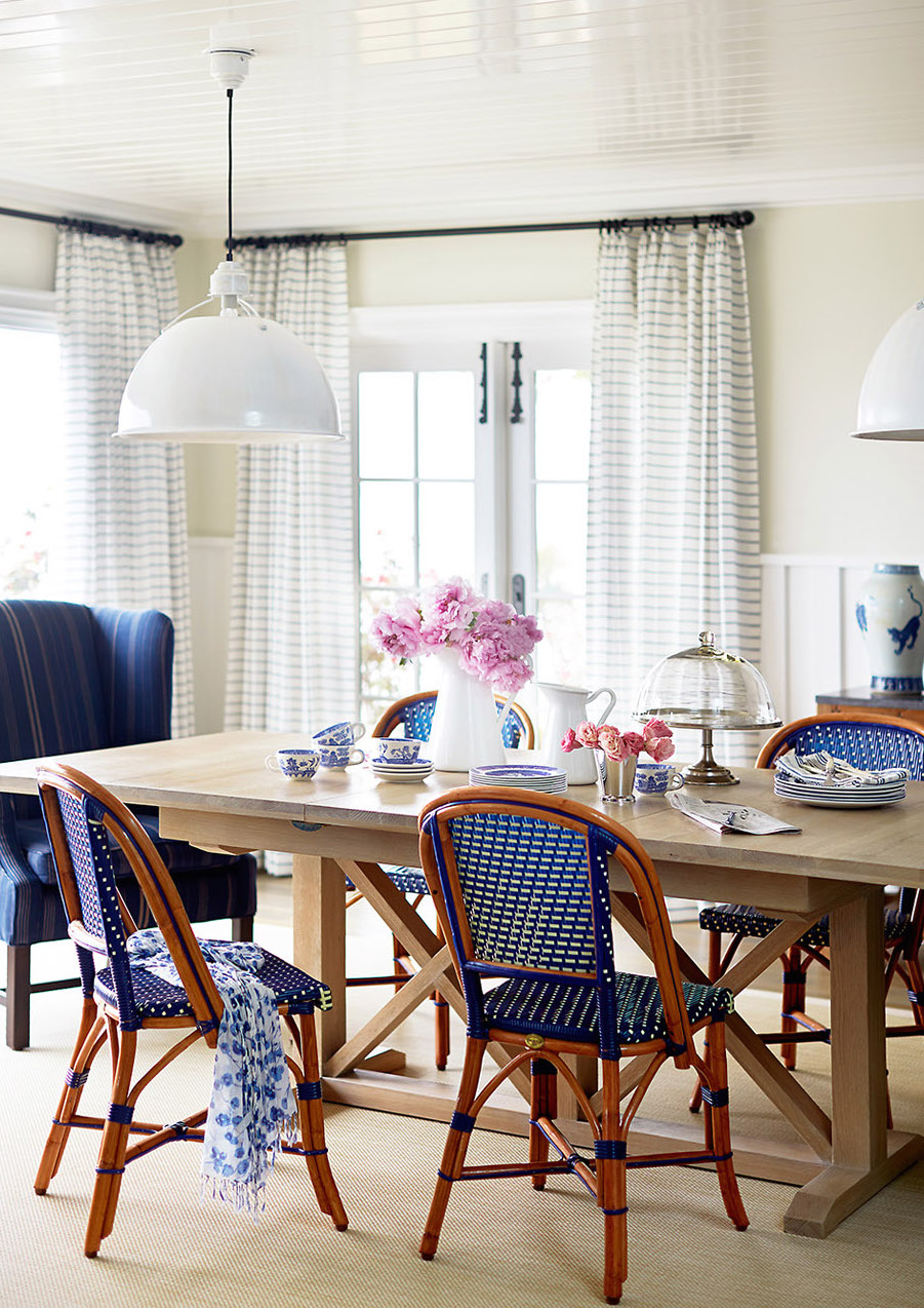 navy and white french bistro chairs