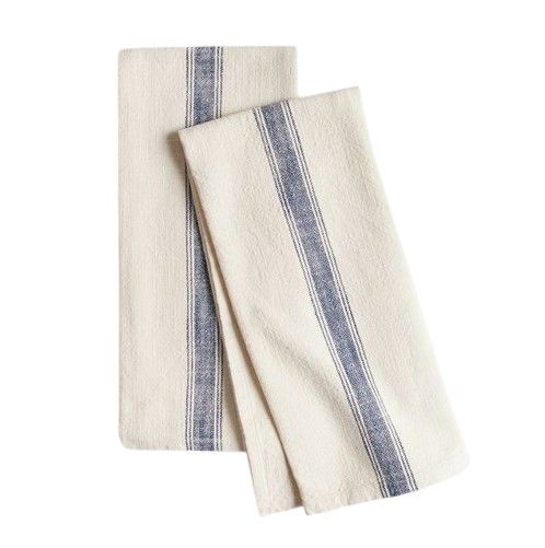 French Striped Organic Cotton Grain Sack Tea Towels