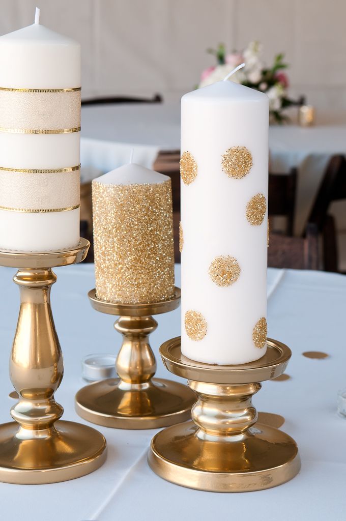 Easy Christmas Decor: Gold Glitter Candles and Stands