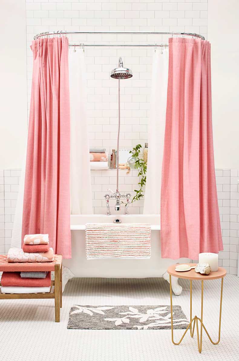 Pink Shower Curtain Bathroom