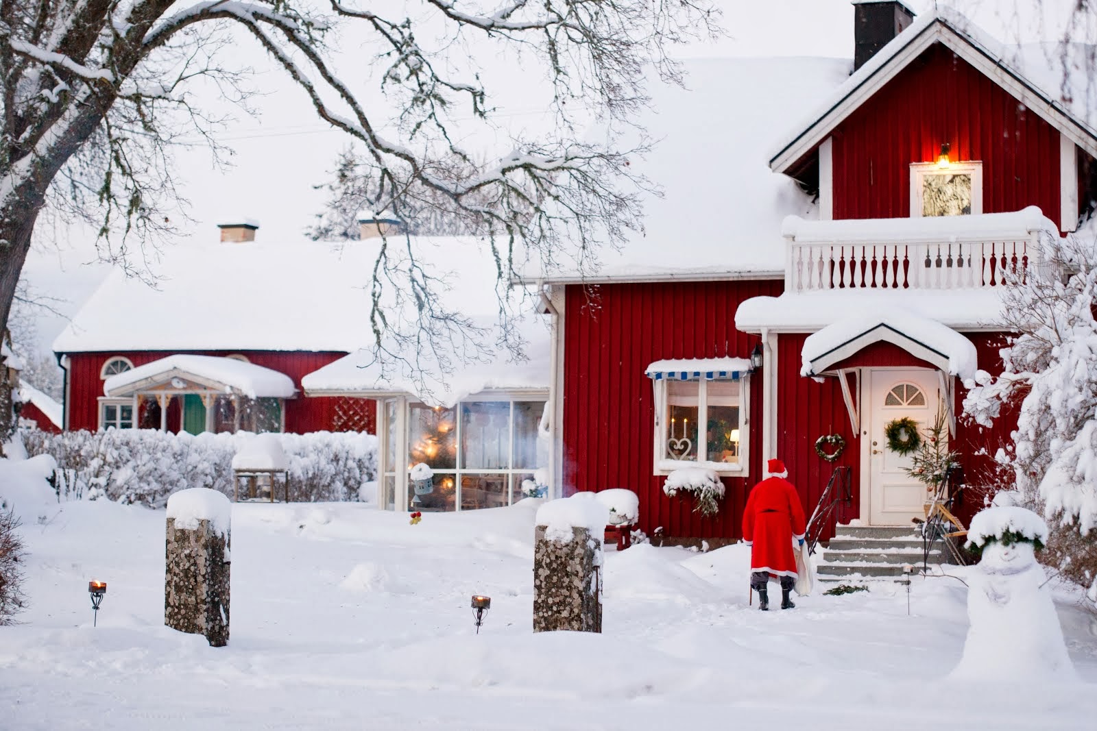 Red House with Snow