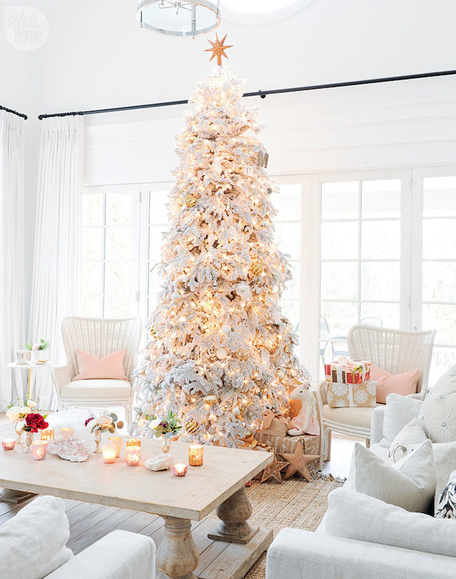 White Christmas Tree via Monika Hibbs - Style at Home