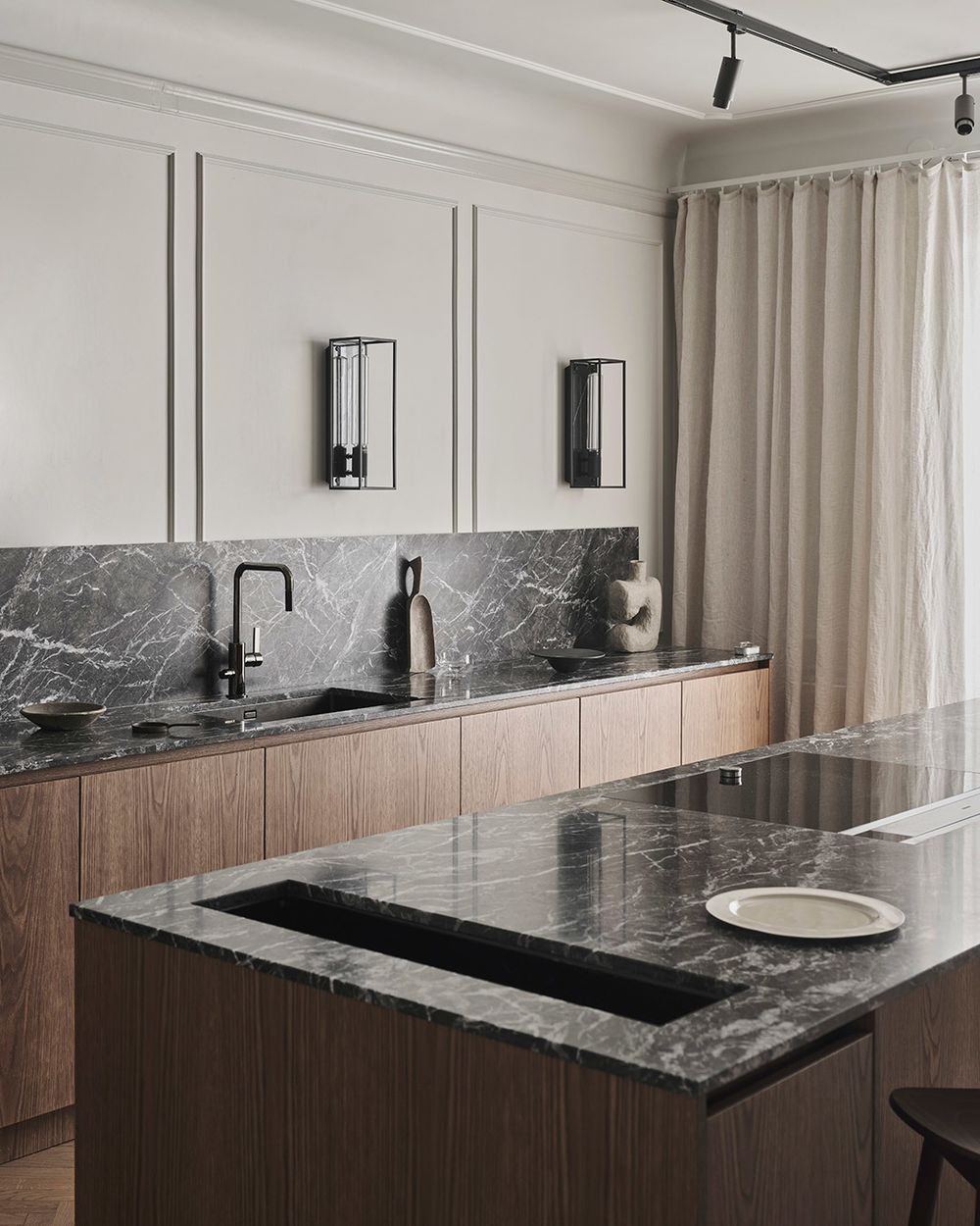 Black marble kitchen backsplash countertop nordiskakok