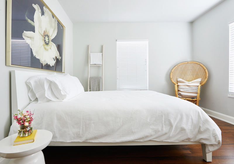 Claire Zinnecker White sheets with black flower photo