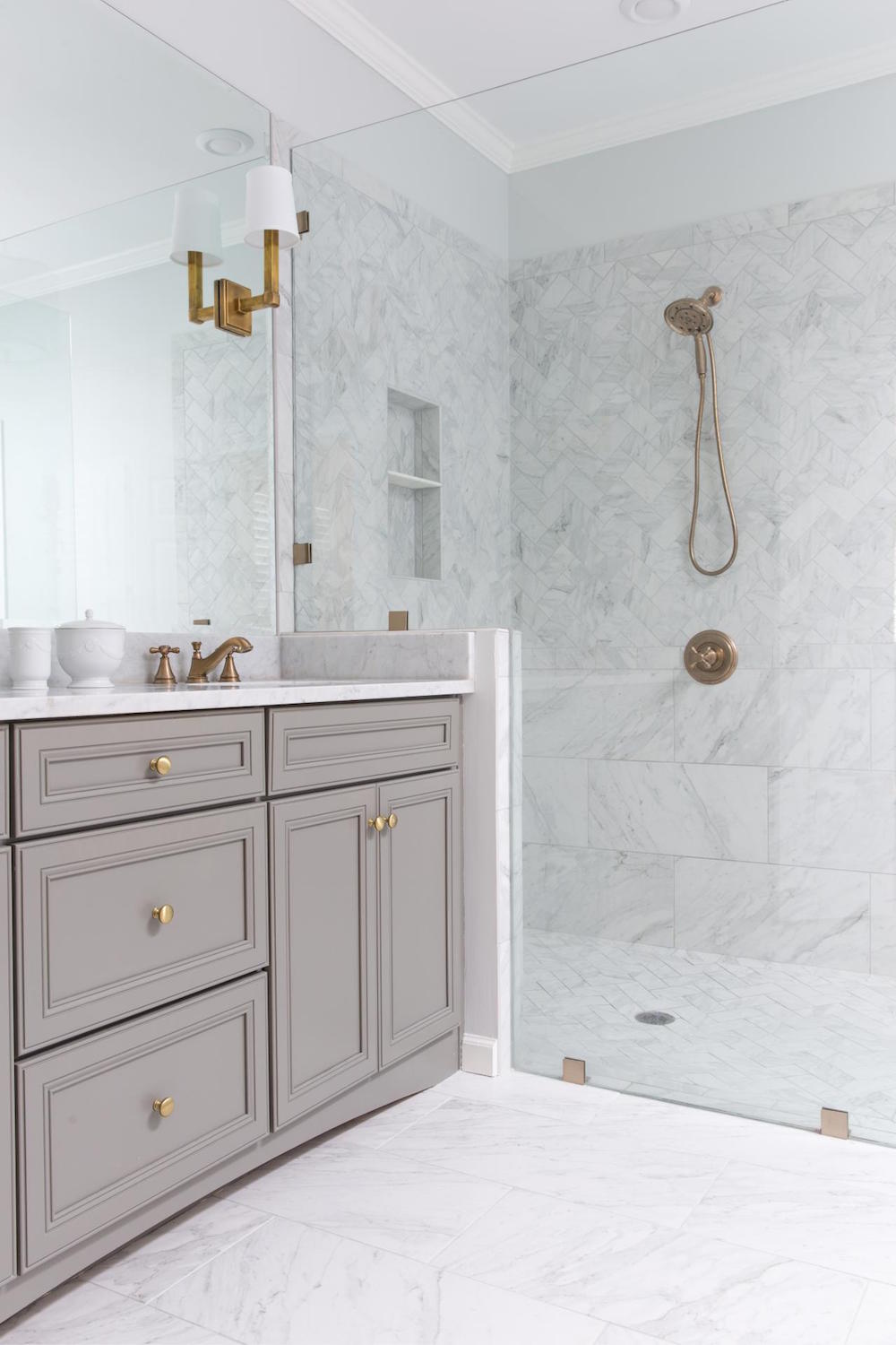 Marble Bathroom with Brass Fixtures HGTV