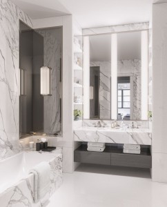 34 Stunning Marble Bathrooms with Silver Fixtures