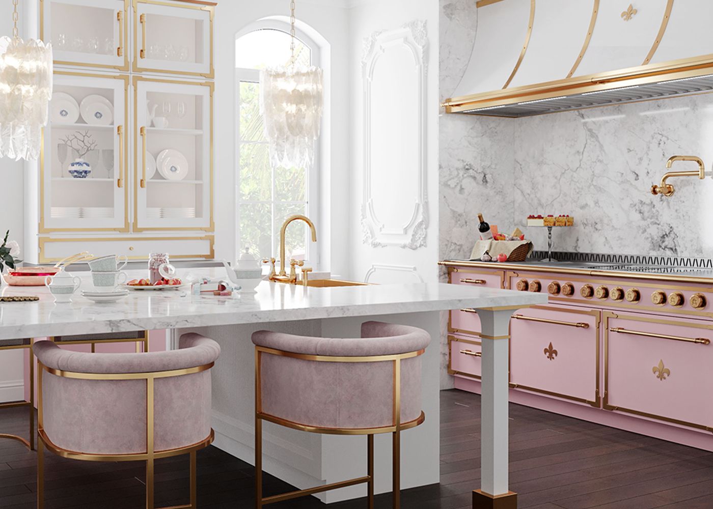 Pink Kitchen Glam via L’Atelier Paris Haute Design