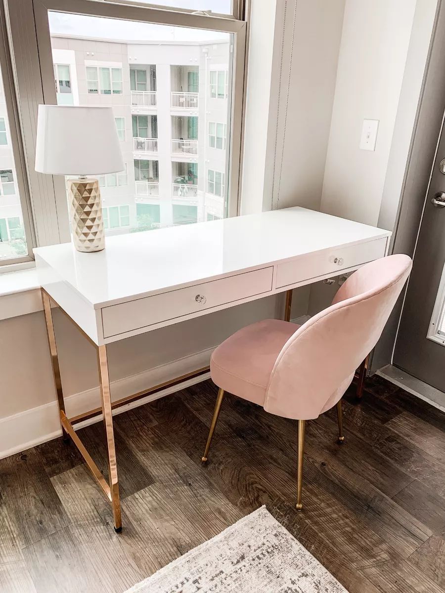 Pink and Gold Home Office Decor Ideas ashlenfulton