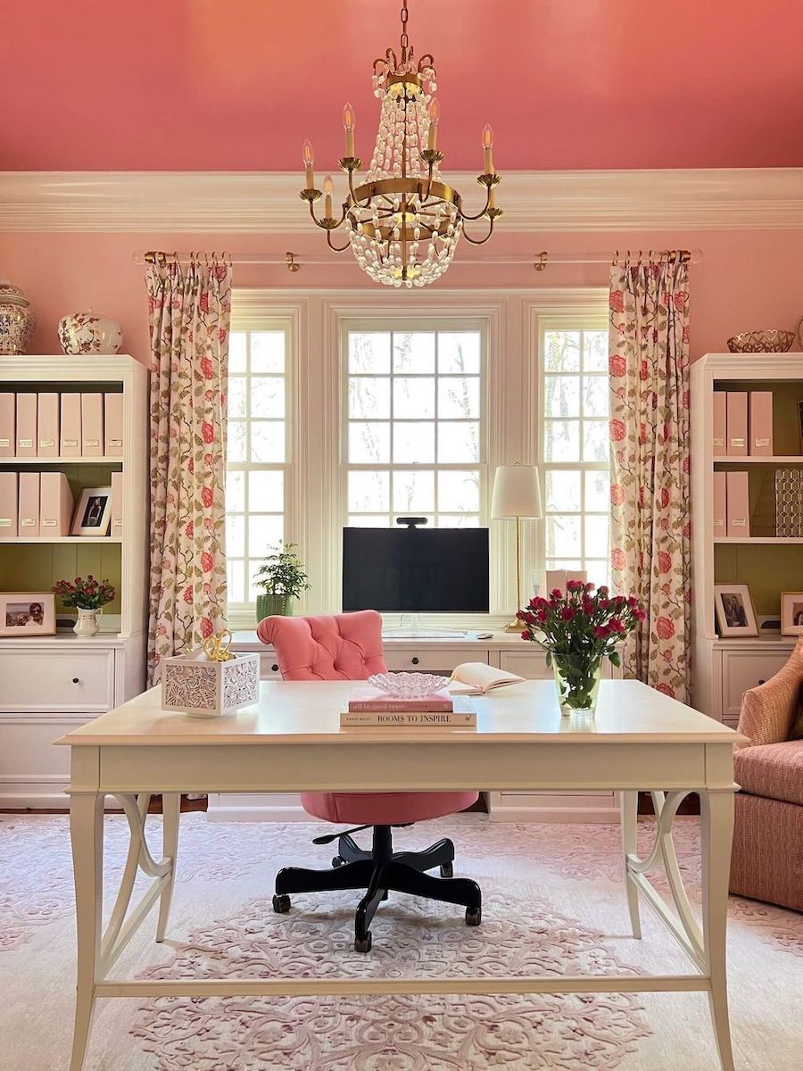 Pink and Gold Home Office Decor Ideas jrlinteriors