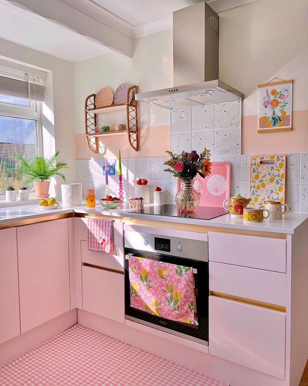 Pink kitchen cabinets homewithhelenandco