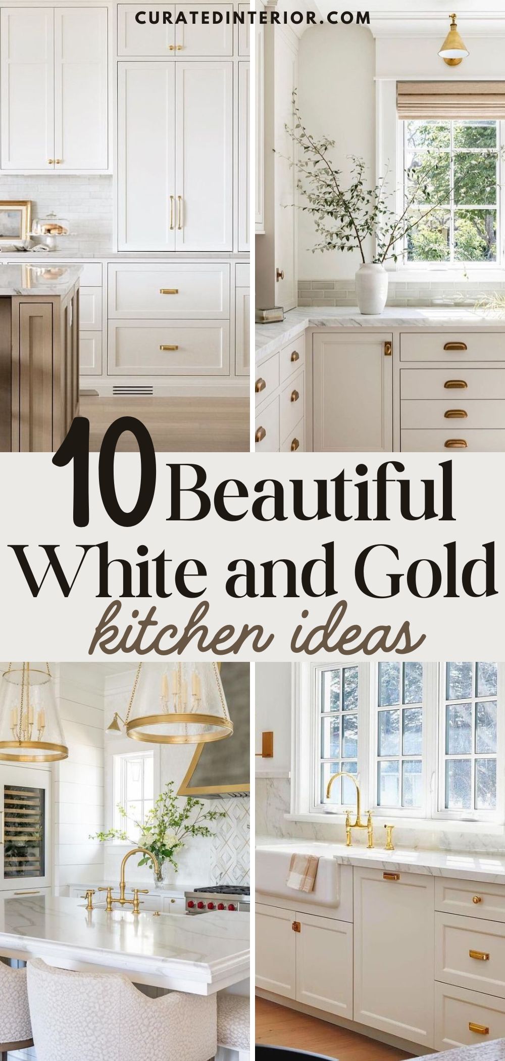 White and gold kitchen design