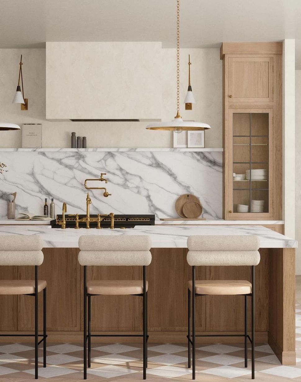 White and gold kitchens 