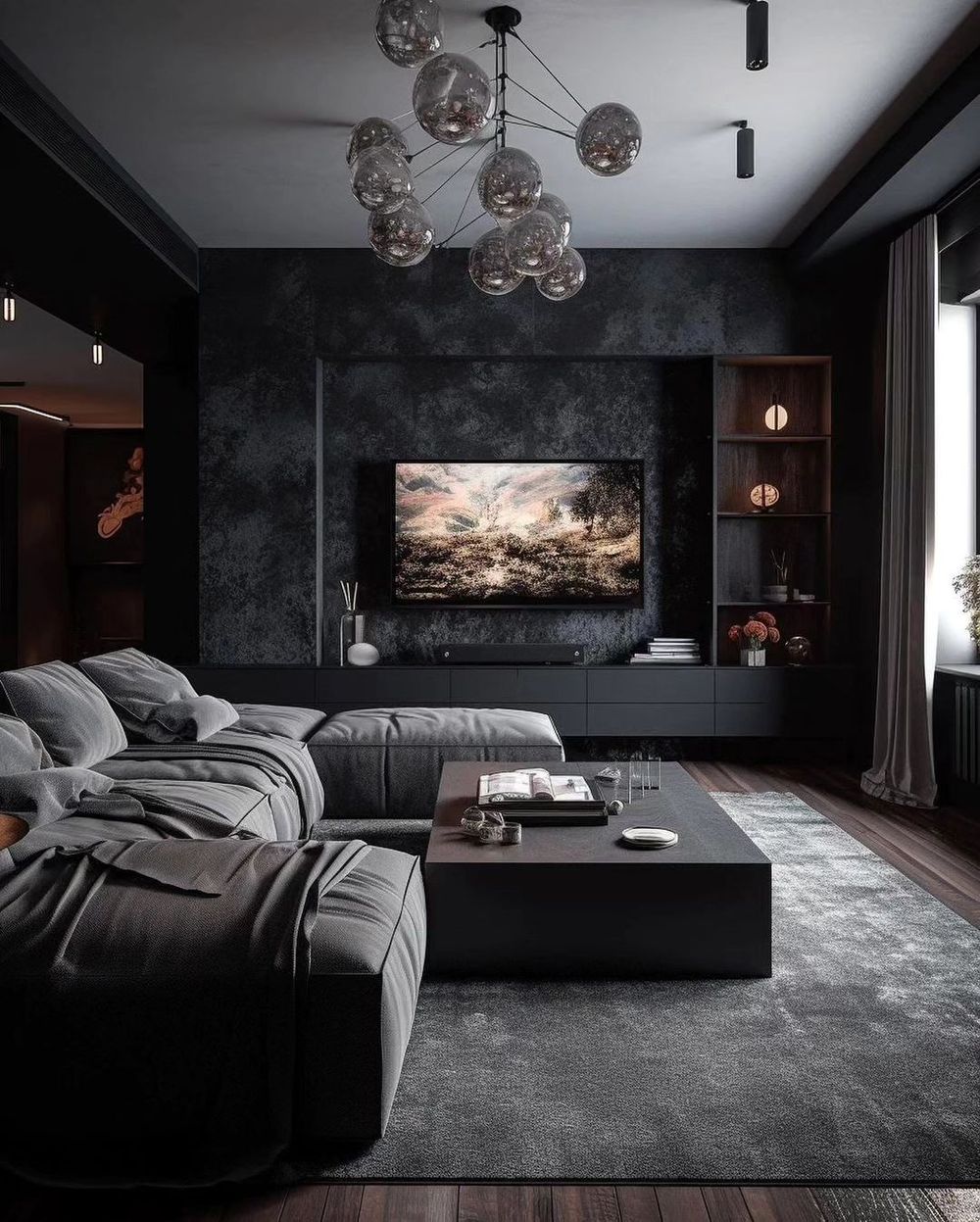 Dark and moody living rooms @rizi.ad