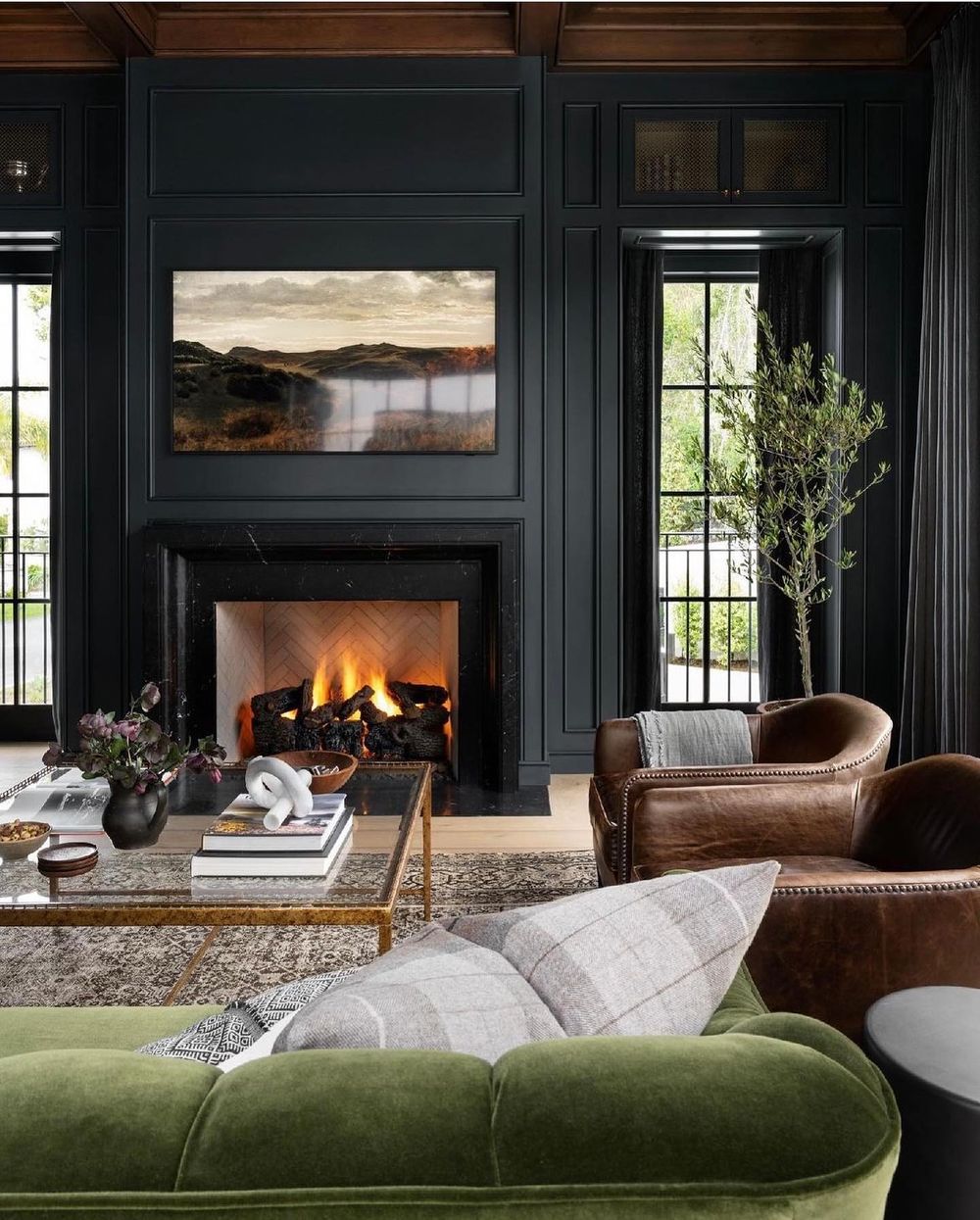 Dark and moody living rooms