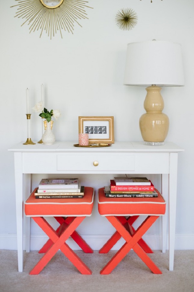 Entryway with two stools via Best Friends for Frosting