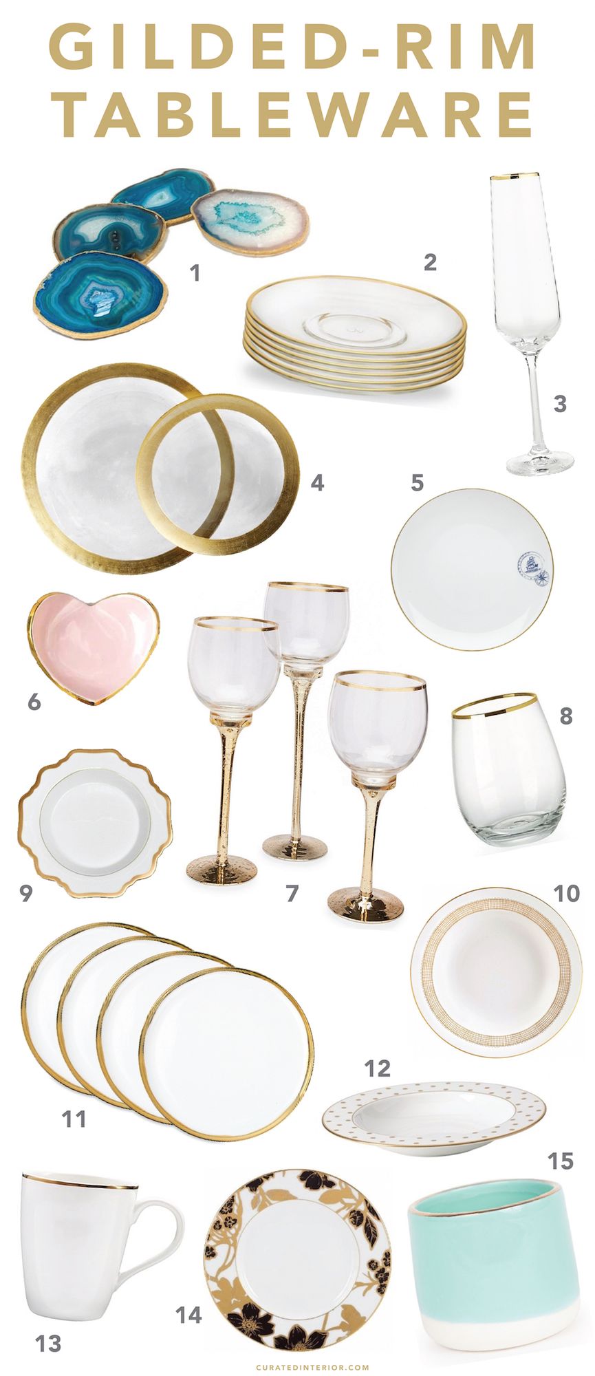 Gorgeous options for gilded-rim tableware!