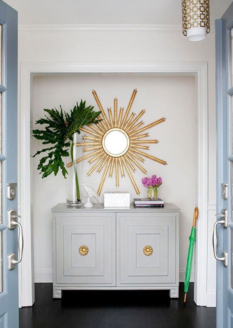 Gold starburst mirror Entryway