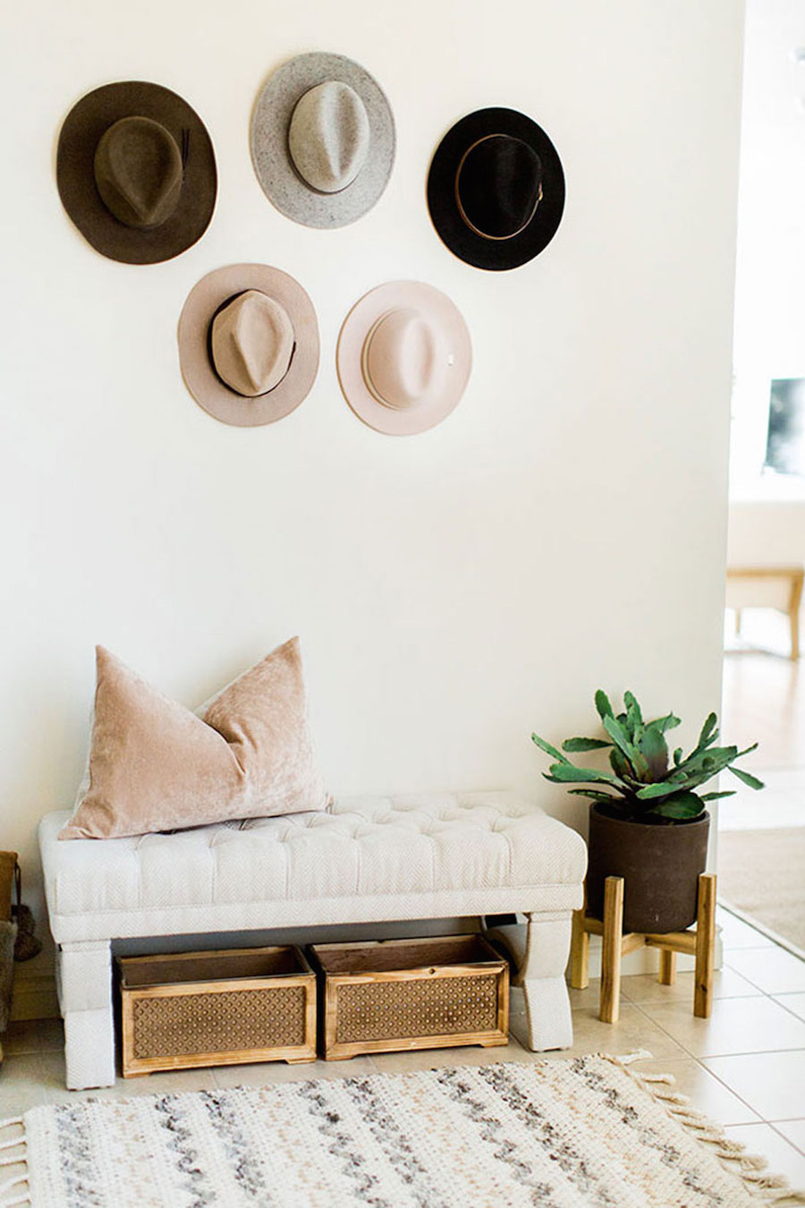 Neutral Entryway with Hats hanging