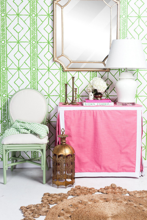 Palm Beach Chic Pink and Green Entryway via Society Social