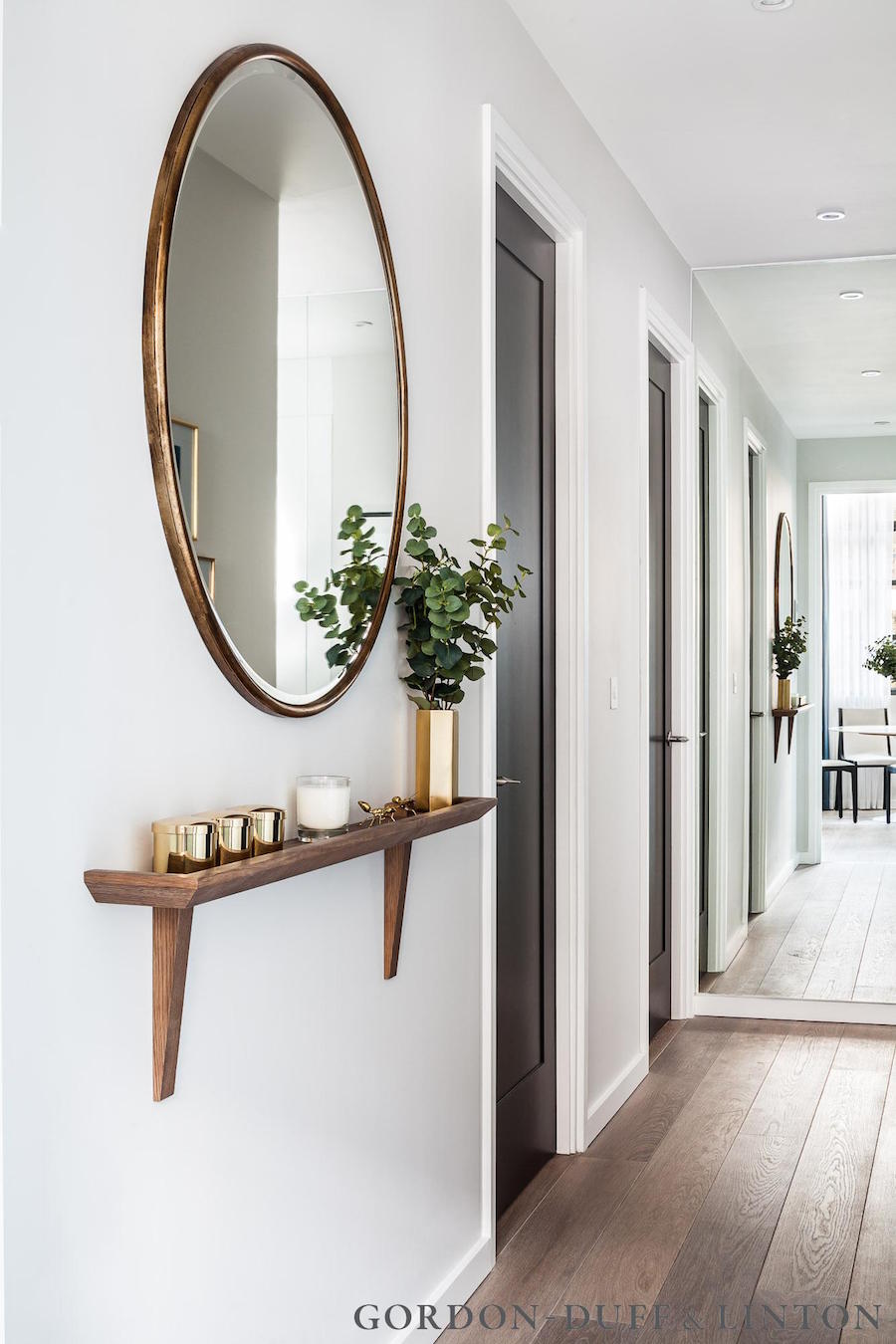 Short on Space Entryway with minimal wall shelf and mirror