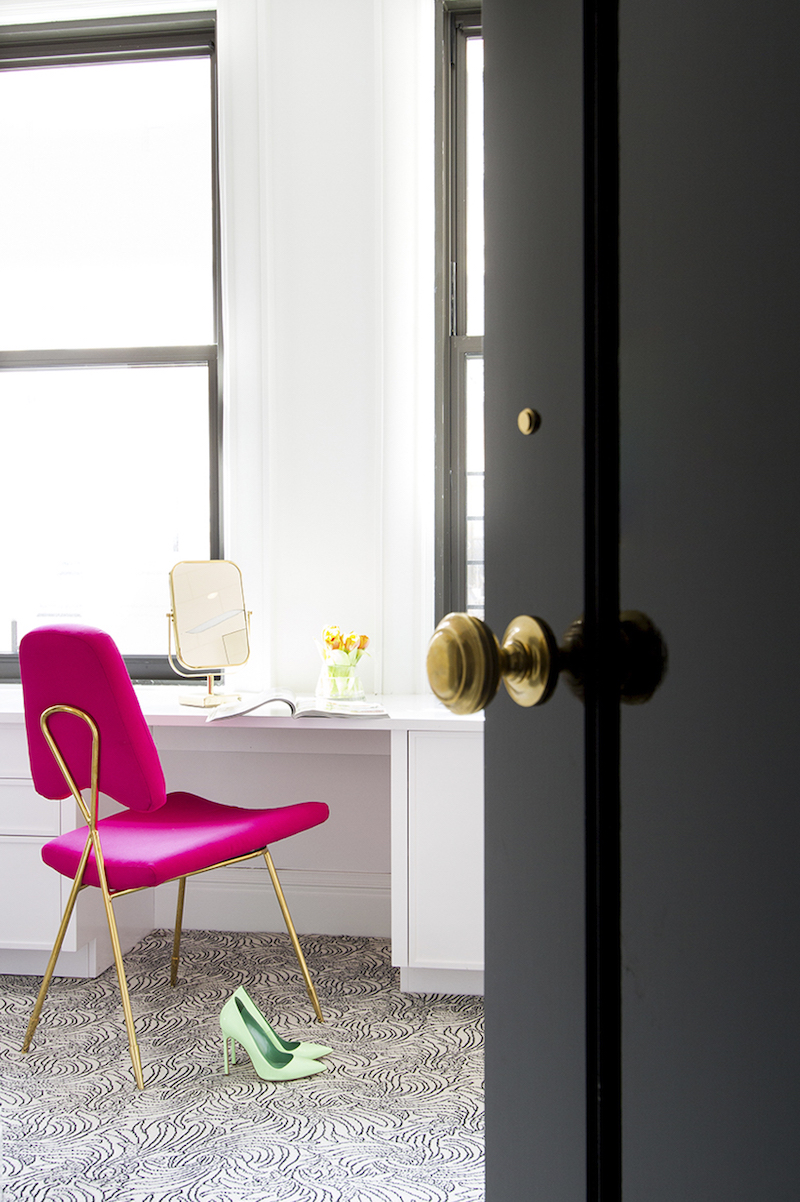 Vanity with Hot Pink Chair by Lilly Bunn