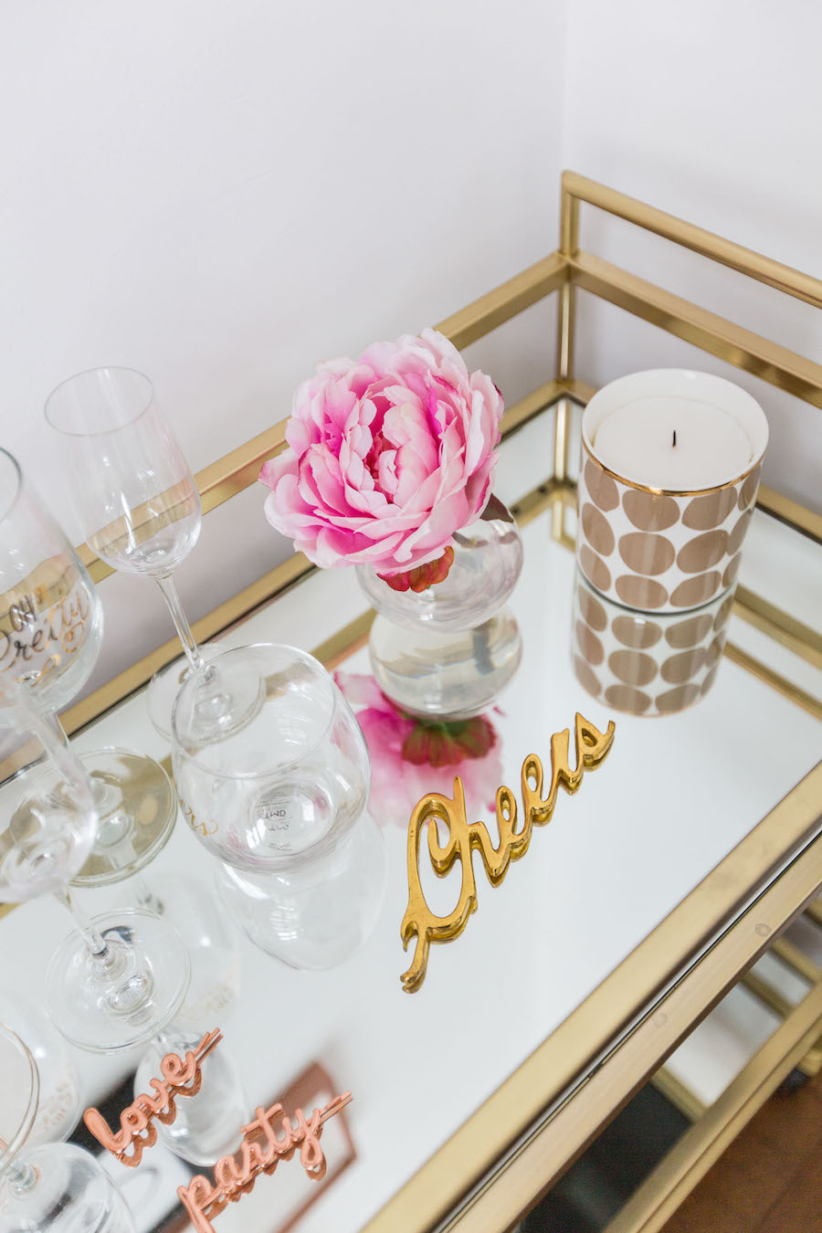 Gold bar cart styling tips