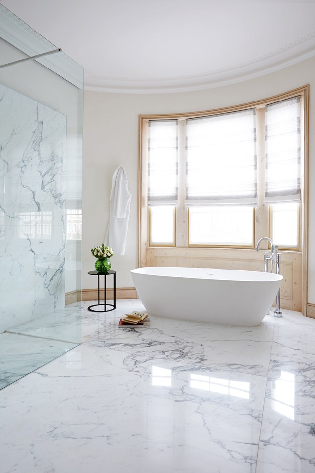 Open calacatta marble bathroom