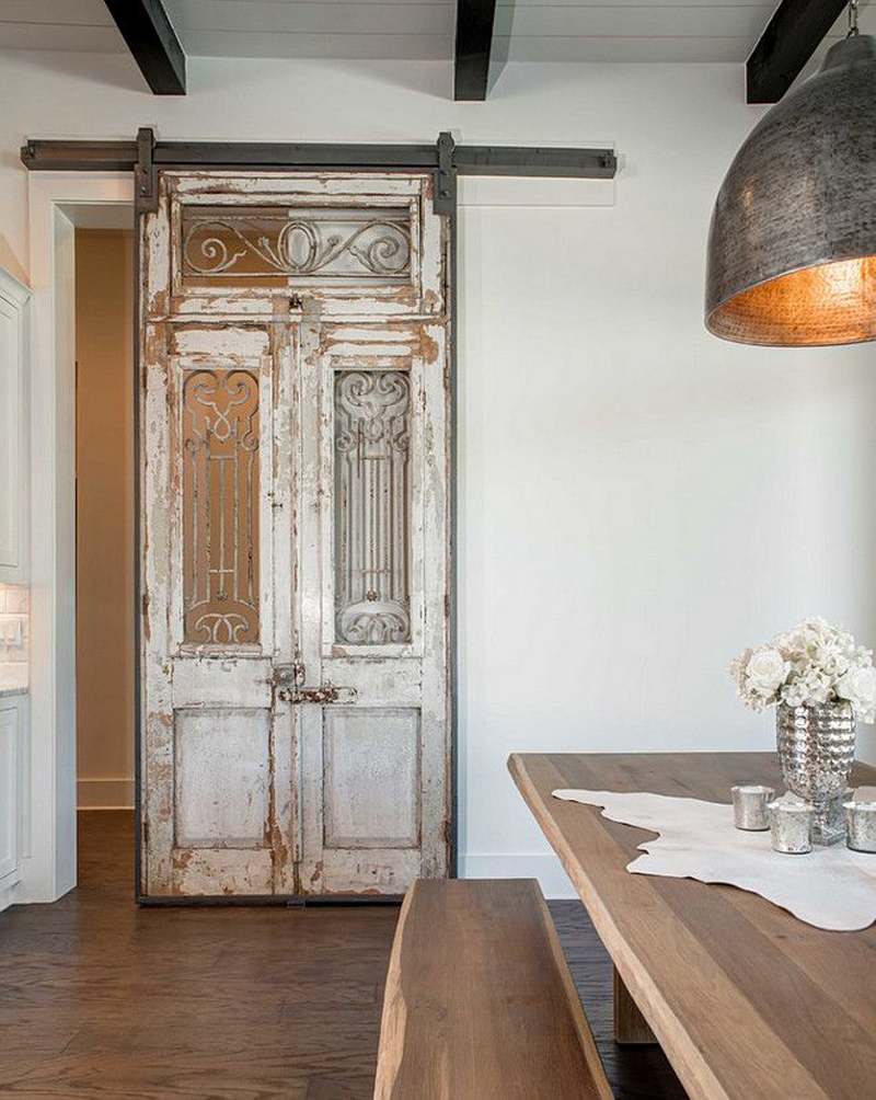 Sliding barn door rustic kitchen ideas #rusticdecor