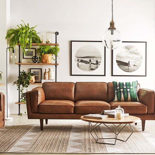 10 Beautiful Brown Leather Sofas, Tan Leather Sofa Decorating Ideas