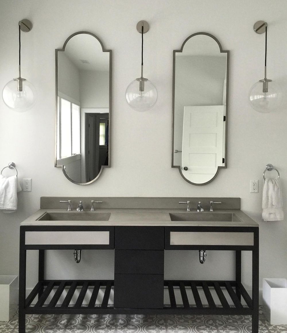 Concrete Bathroom Vanity countertop metal legs ideas woodform_concrete