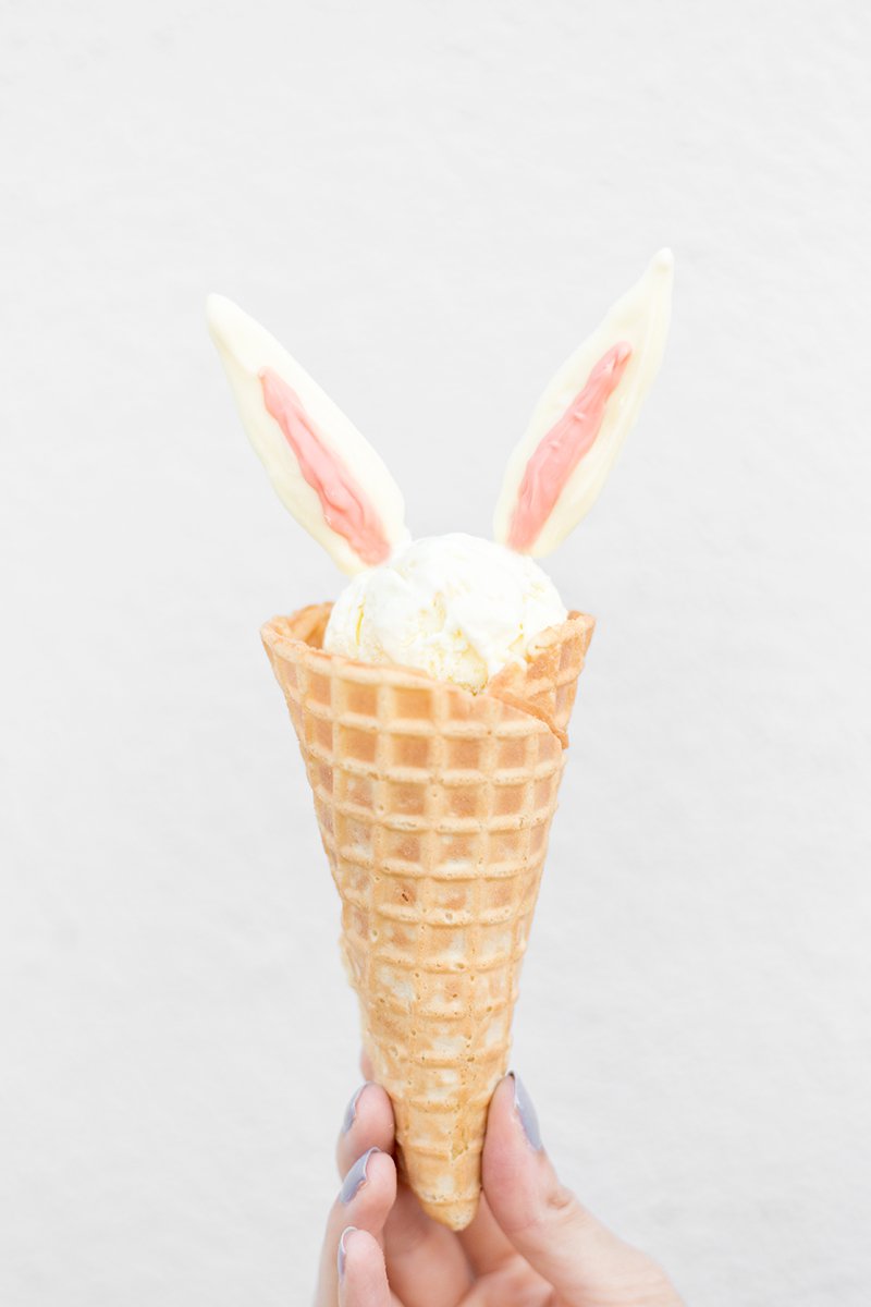 DIY Bunny Ear Ice Cream Cones via Studio DIY