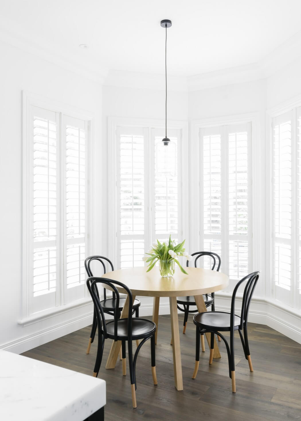 Dipped bentwood chairs via Home Adore