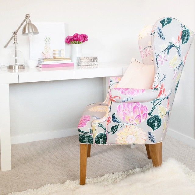 wing back chair floral