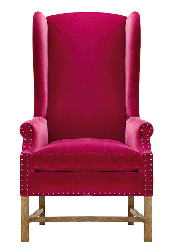 Hot Pink wing Chair via lee industries