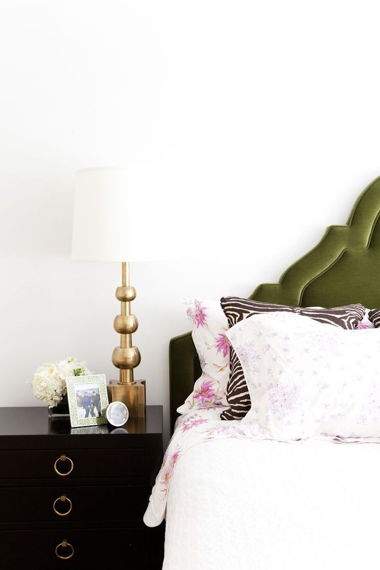 Lush green velvet headboard