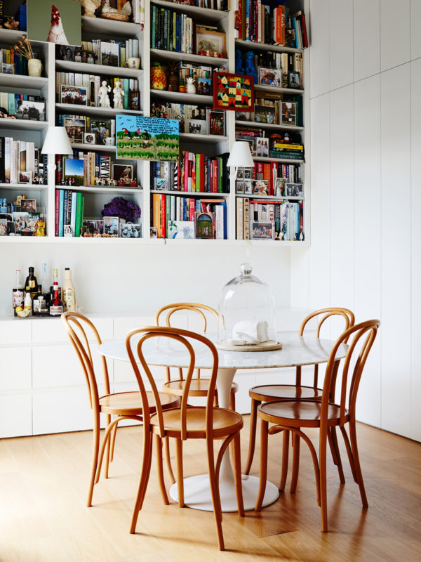 Neutral wood bentwood chairs with tulip table via thedesignfiles