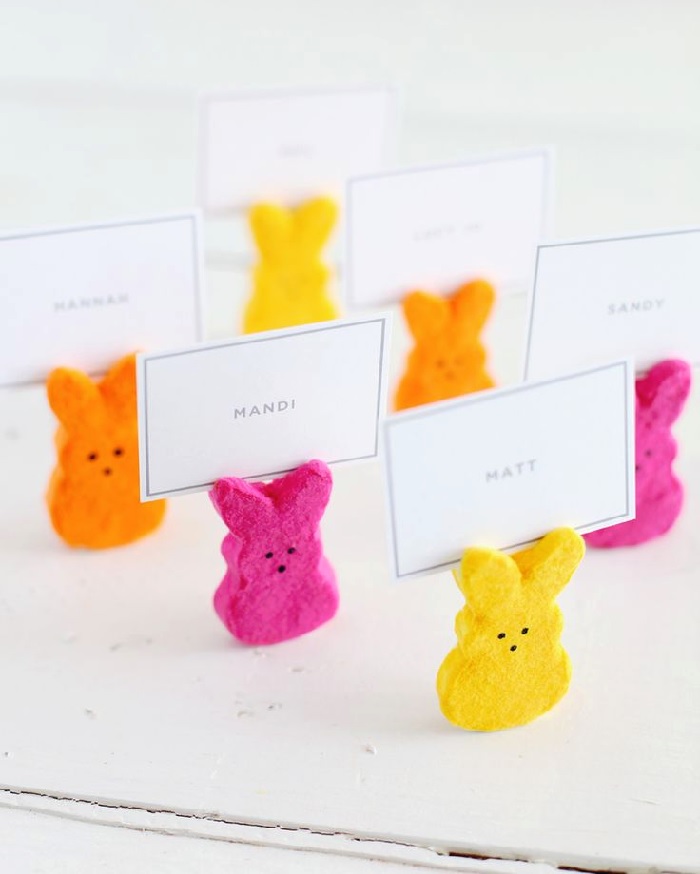 Peeps bunny place card holders via A Beautiful Mess