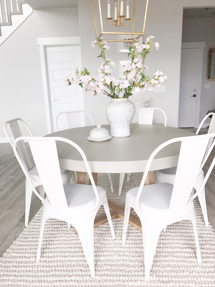 White Tolix Chairs In Gray Dining Room