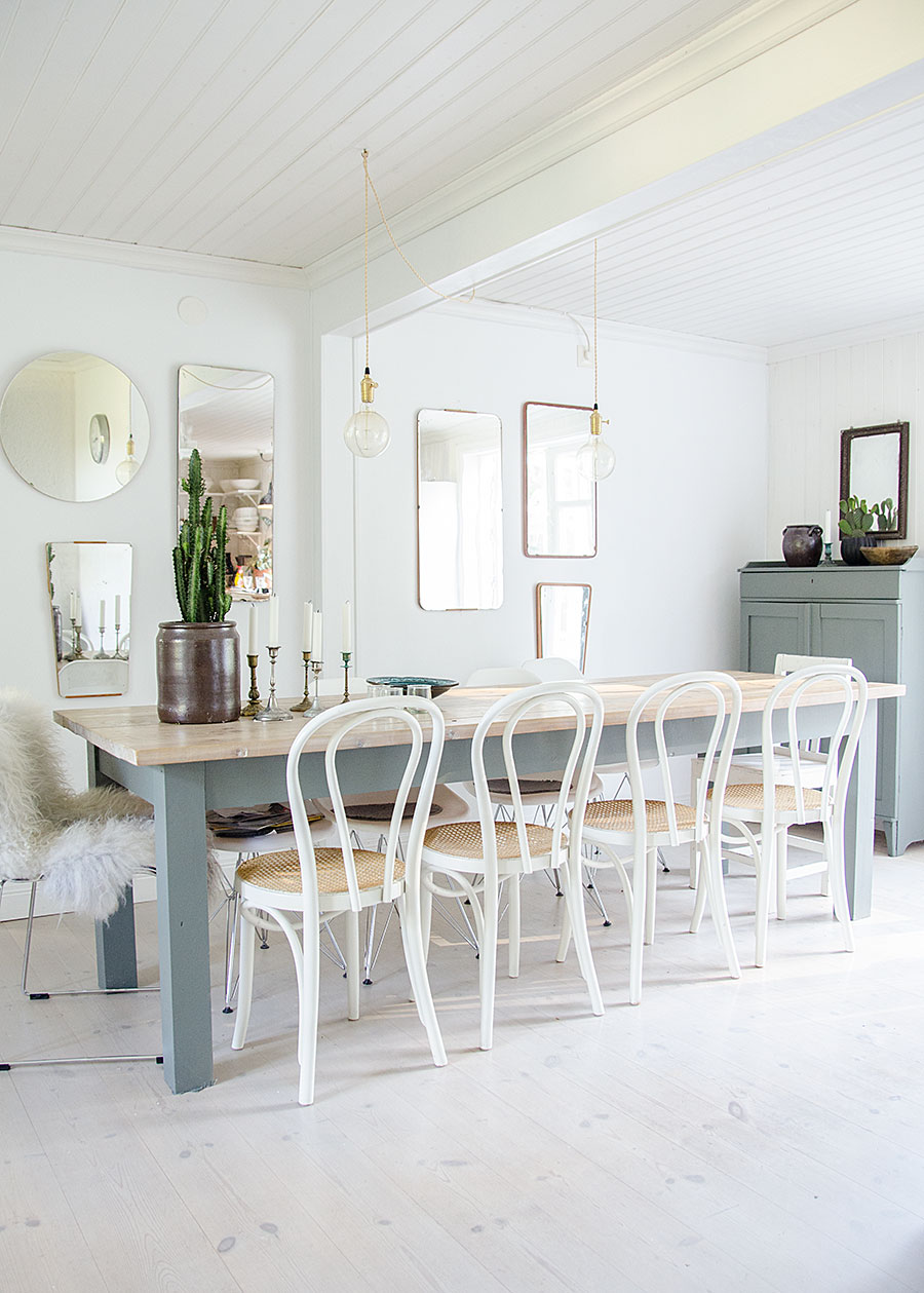 White bentwood chairs in country dining room via Anna Truelsen