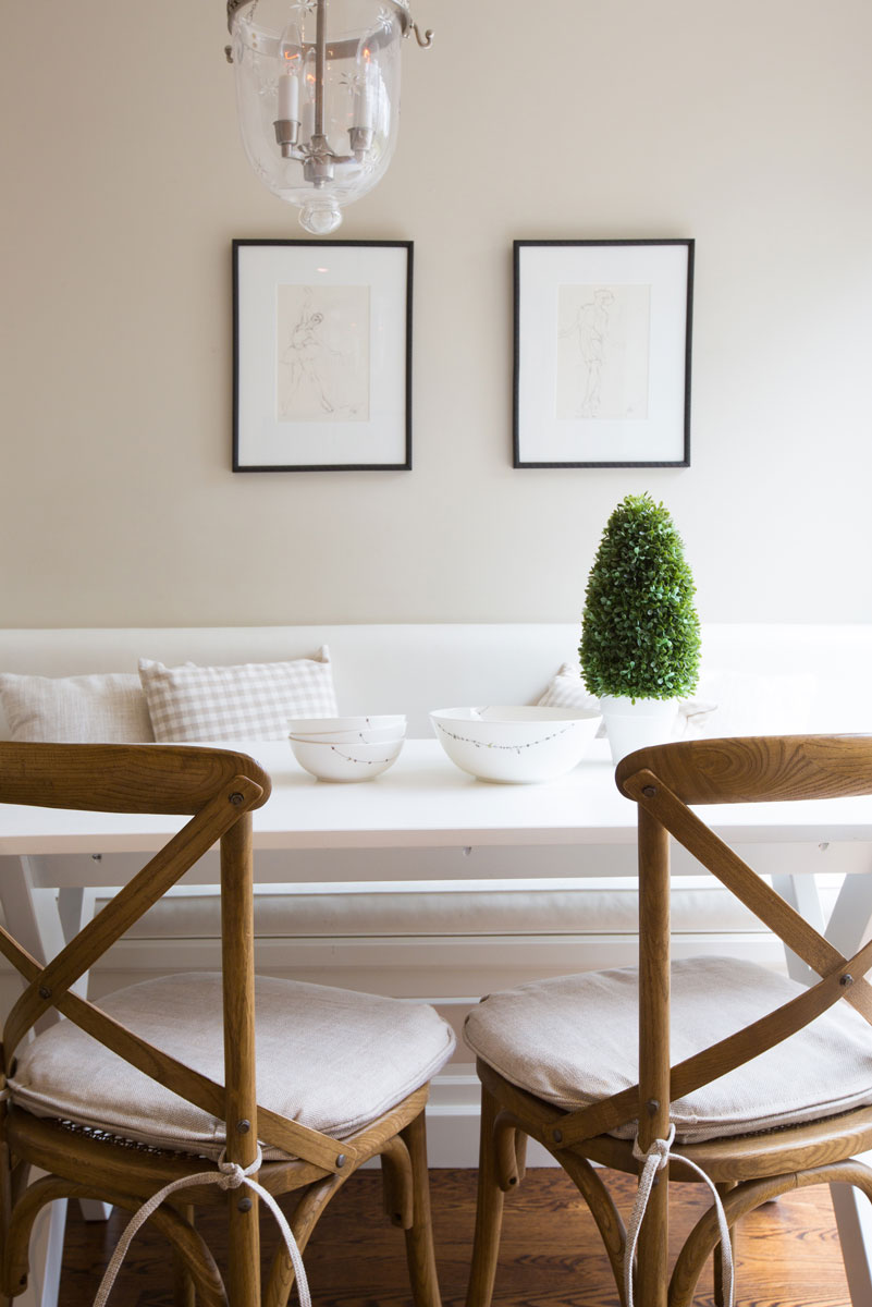 dining table and cross back chairs