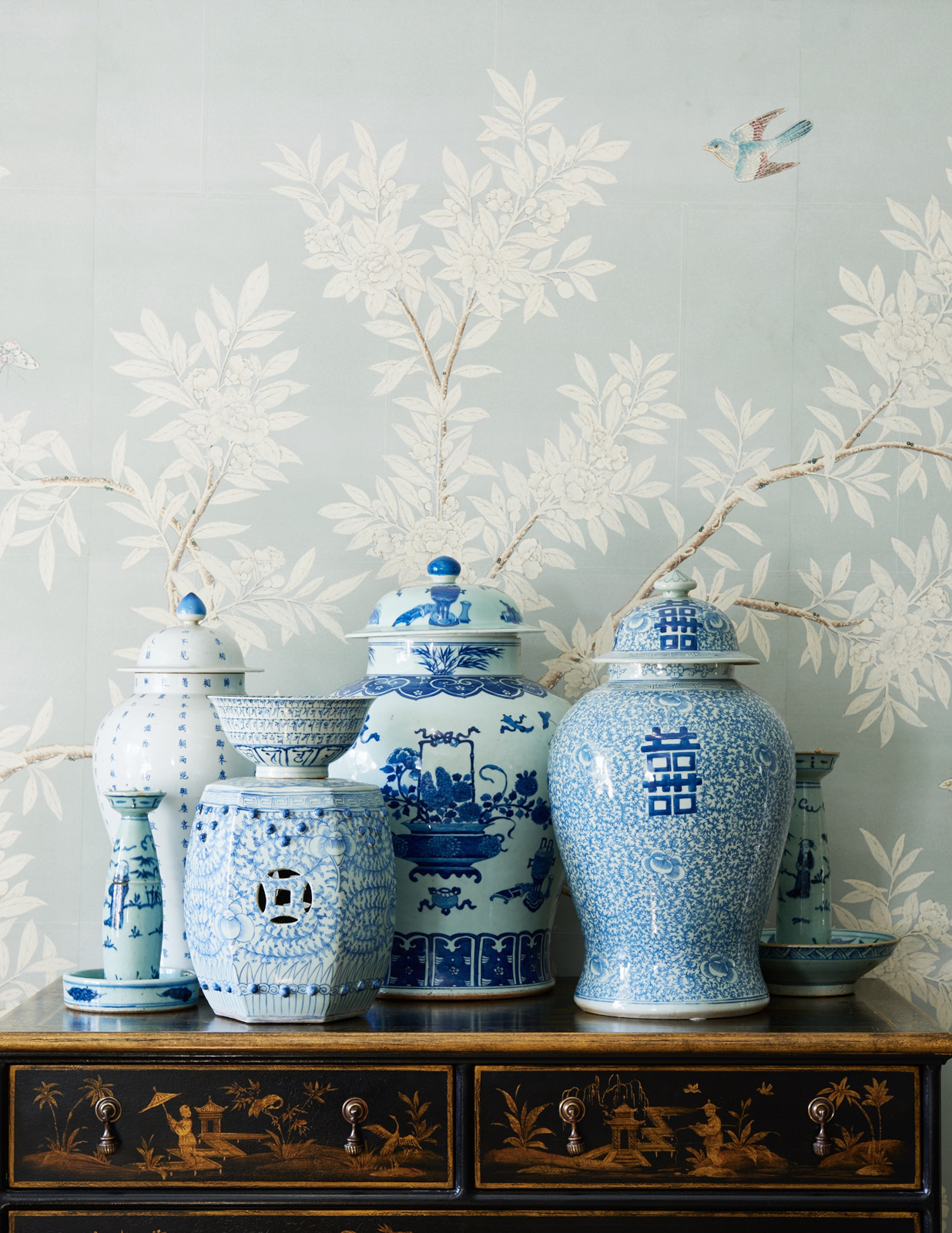 Blue Chinese Garden Stools